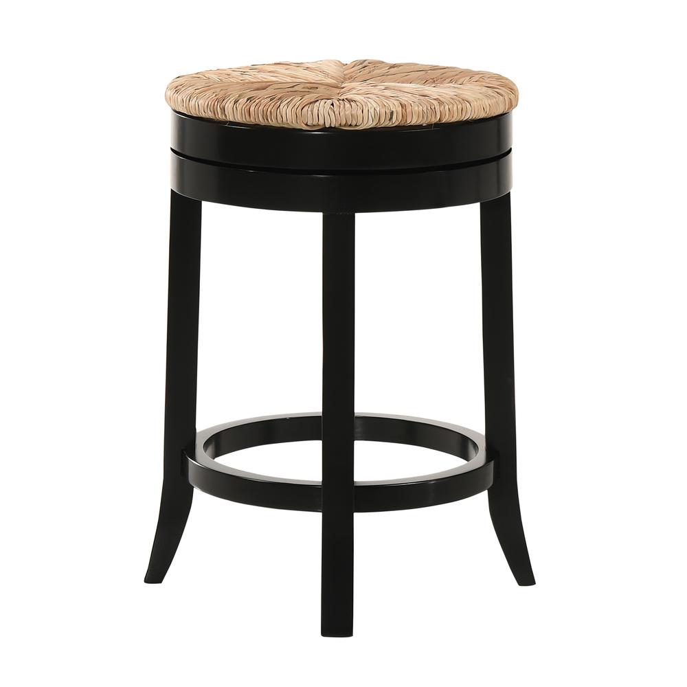 Irving 24" Swivel Rush Seat Counter Stool - Antique Black. Picture 3