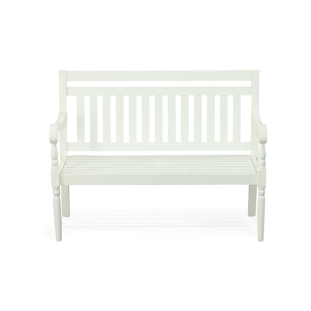 Belmont Outdoor Wooden Bench - White. Picture 3