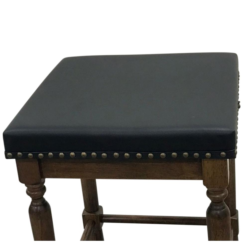 Biltmore Saddle Barstool - Set of 2 - Rustic - Black Upholstery. Picture 3