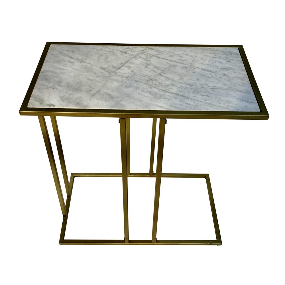 Serena End Table - White Marble - Industrial. Picture 5