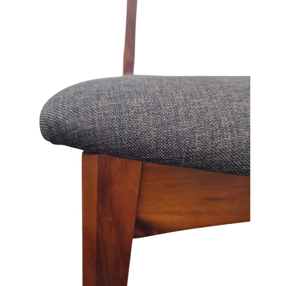 Set Of 2 Solid Blackwood Dining Chairs With Gray Upholstered Seats, Natural. Picture 10