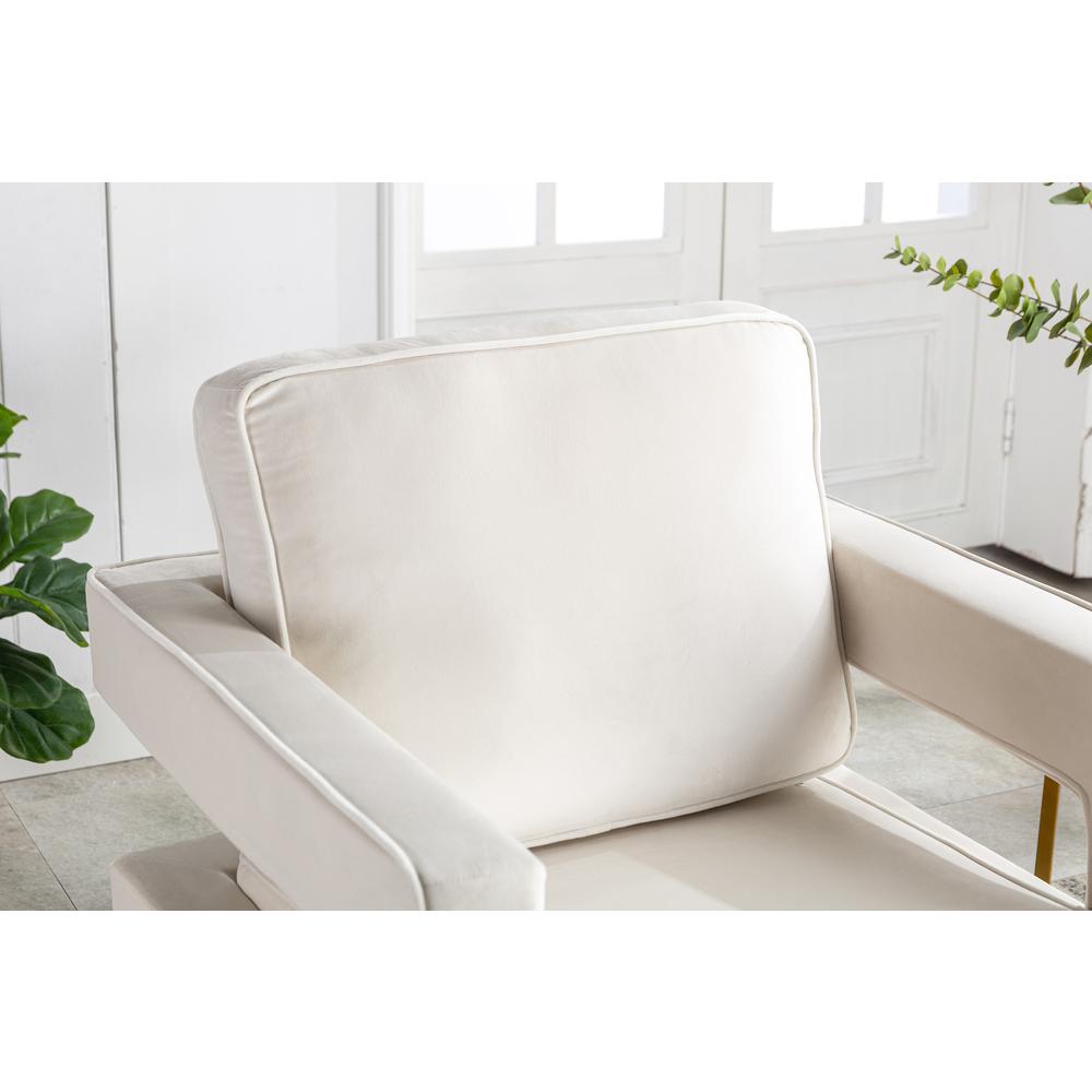 Adadon Velvet Upholstered Armchair - Cream. Picture 10