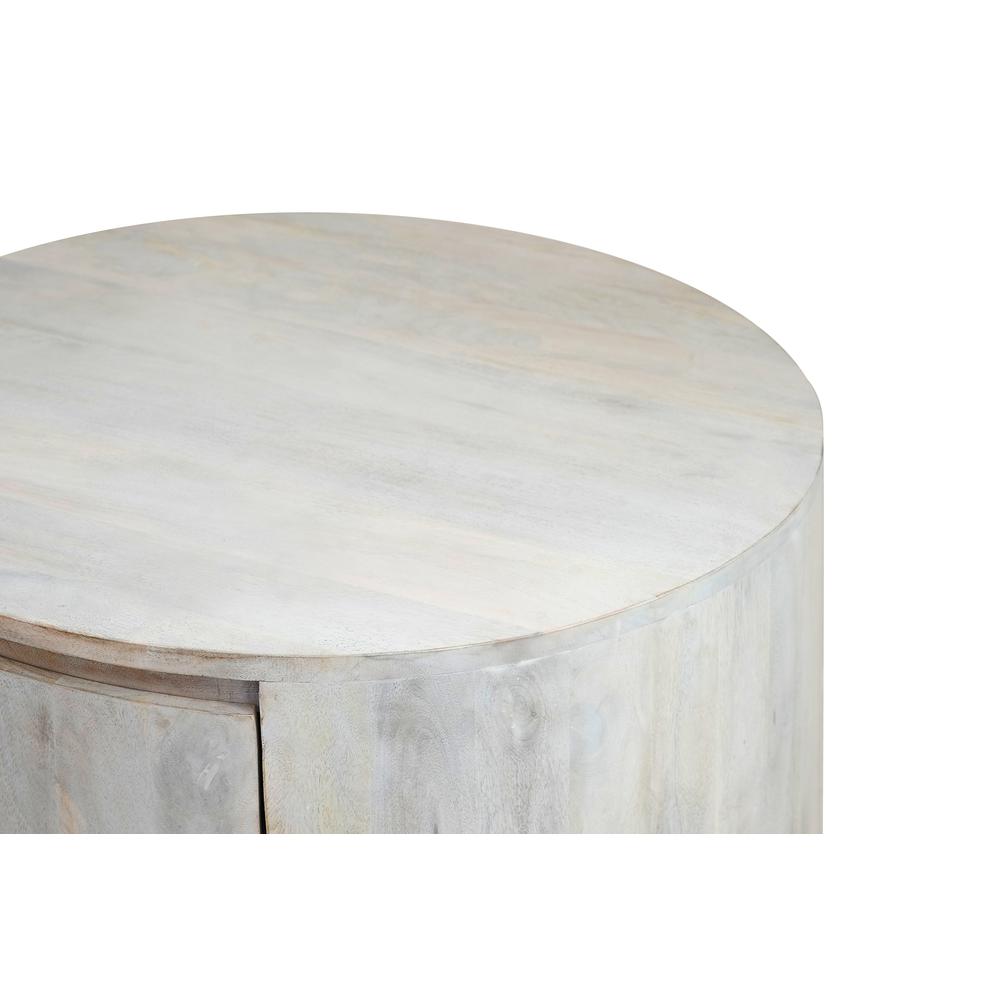 Christa 2-Drawer 30" Round Coffee Table - Whitewash. Picture 4
