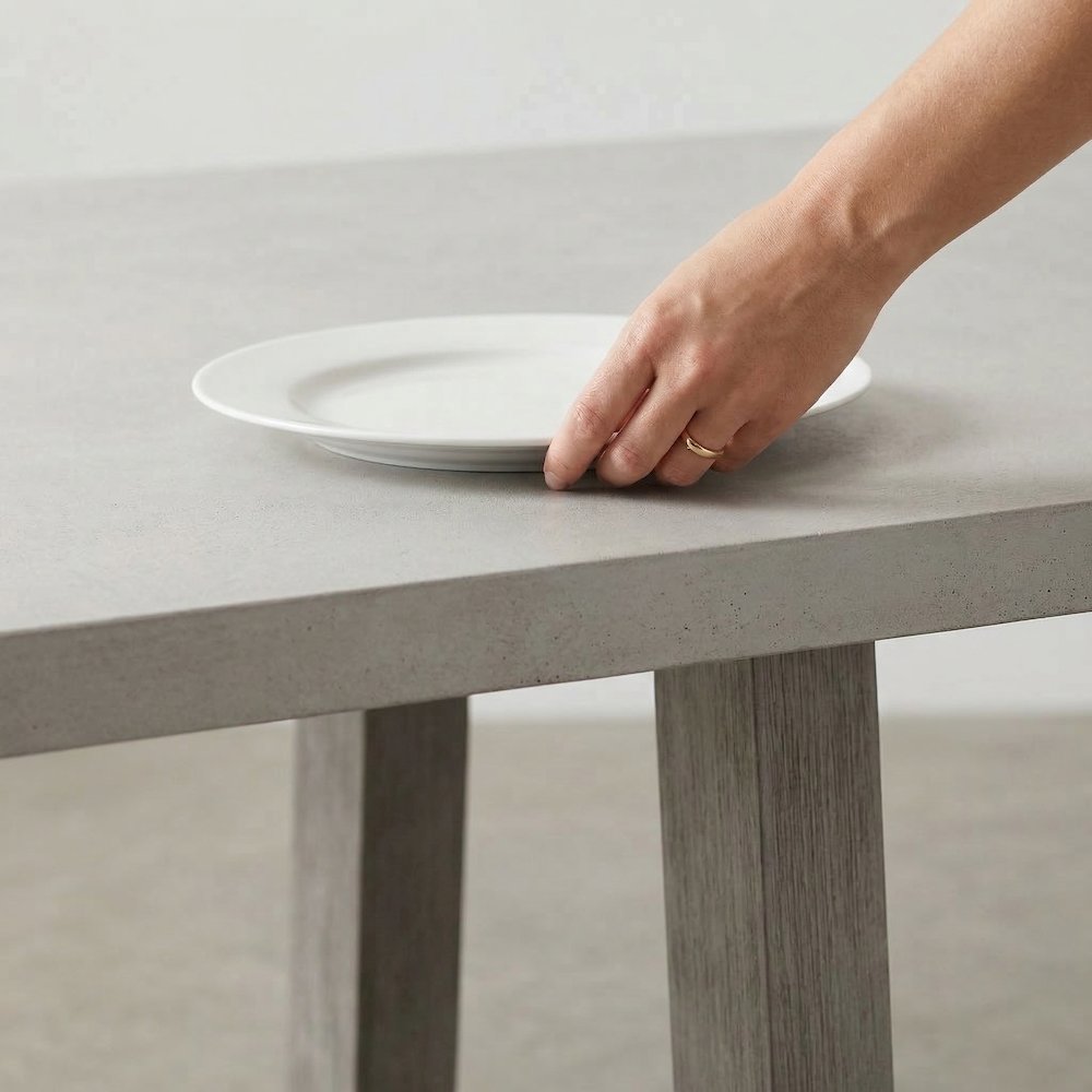 Largo Dining Table With Concrete Top In Grey, 75X39.5X30 Inches. Picture 4