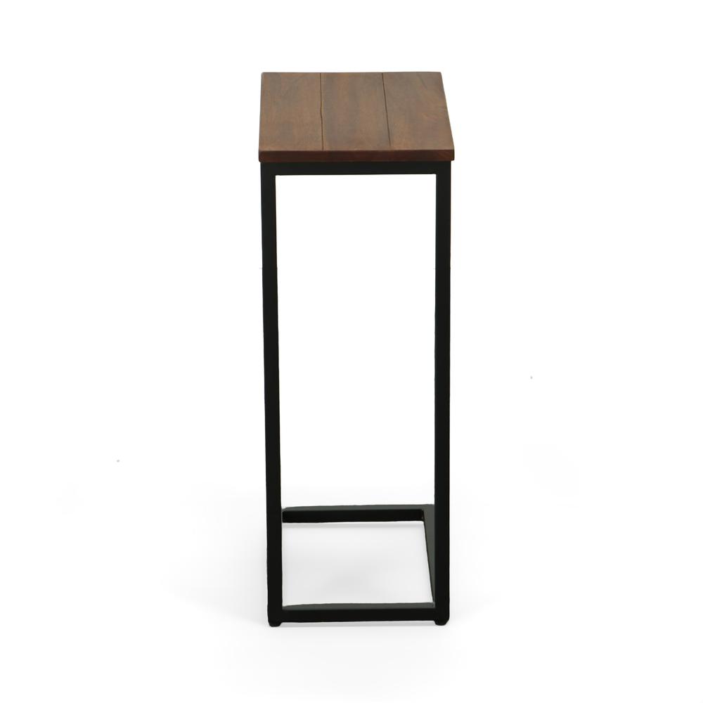 Aggie C-Form Accent Table - Chestnut Top - Black Base. Picture 4