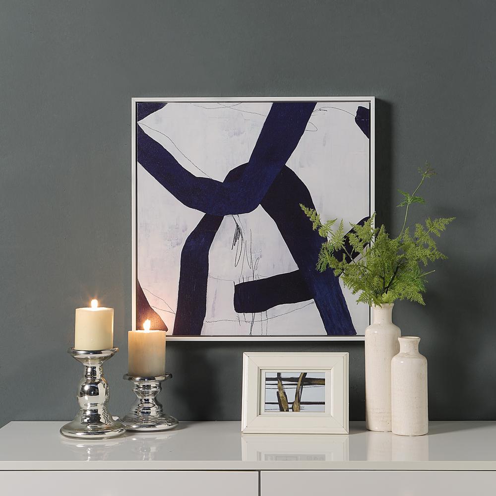 Abstract Wall Art 2 - White Frame - Set of 2 - Blue. Picture 3