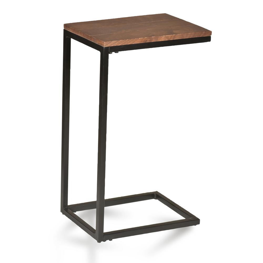 Aggie C-Form Accent Table - Chestnut Top - Black Base. Picture 6