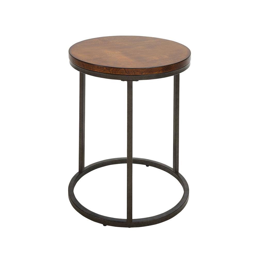 Orson 18" Round Top Accent Table - Chestnut/Industrial. Picture 1