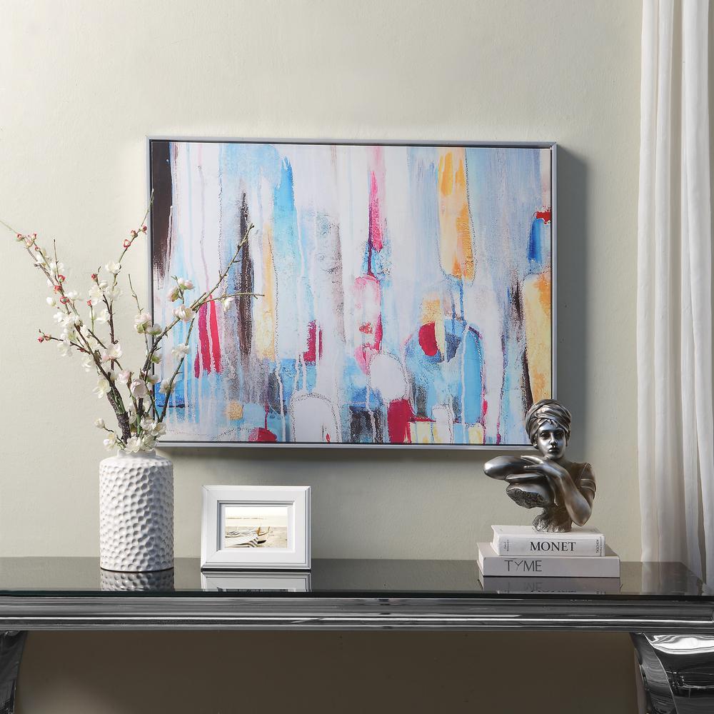 Rainy Forest Abstract Wall Art - Small - Multicolor - Silver Frame. Picture 3