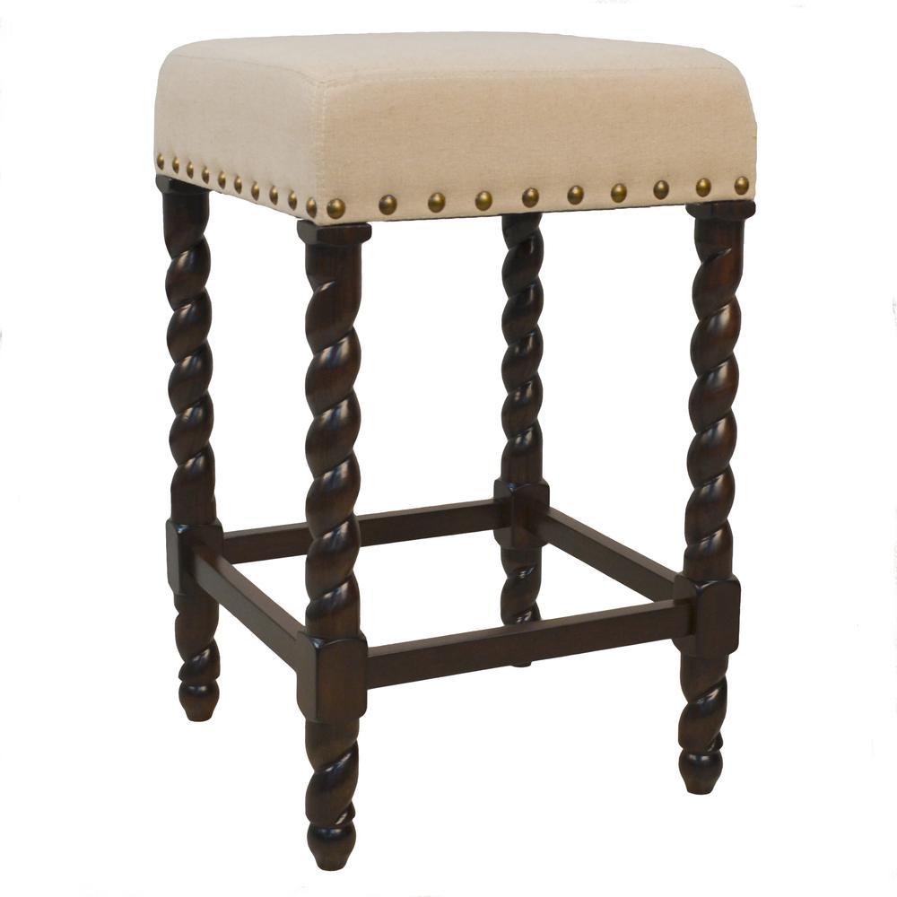 Remick 24" Counter Stool - Espresso - Linen Upholstery. Picture 1