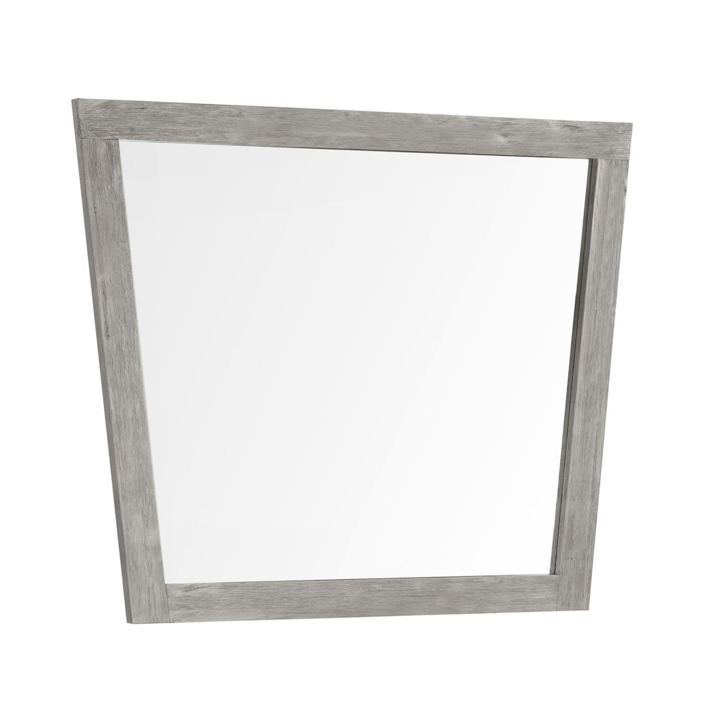 Grey Brushed Acacia Frame Mirror with Metal Accents. Picture 1