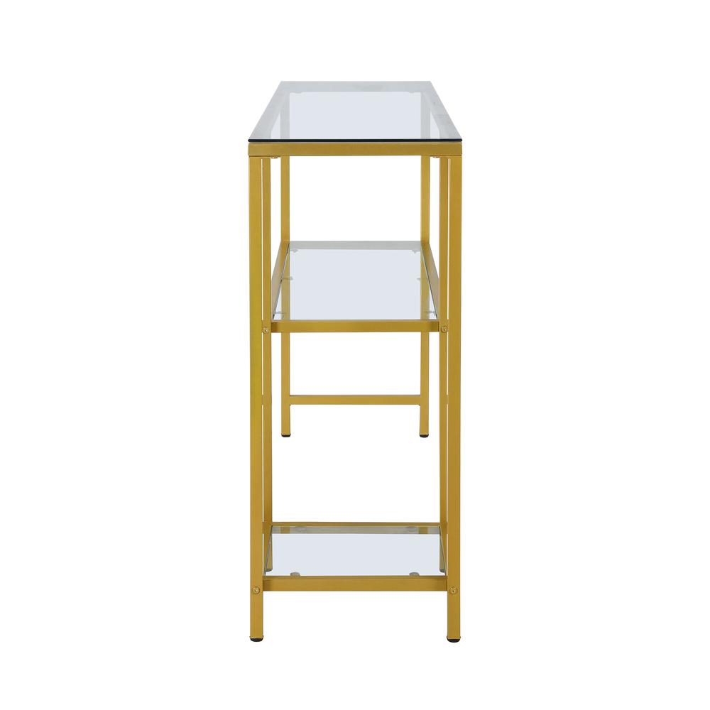 Rayna Console Table with Shelves - Gold. Picture 4
