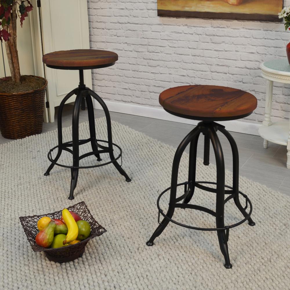 Ryder Adjustable Barstool - Chestnut Seat - Black Base. Picture 5