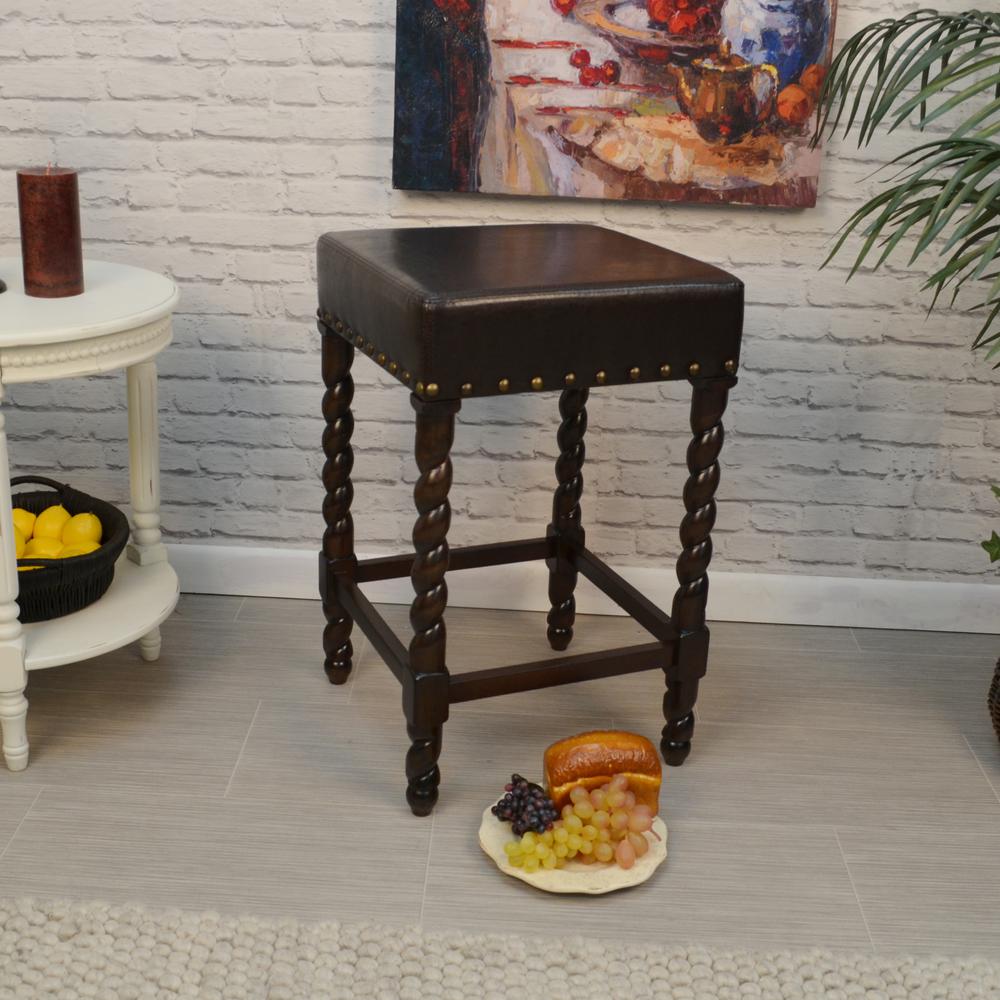 Remick 24" Counter Stool - Espresso - Brown Leatherette Upholstery. Picture 8