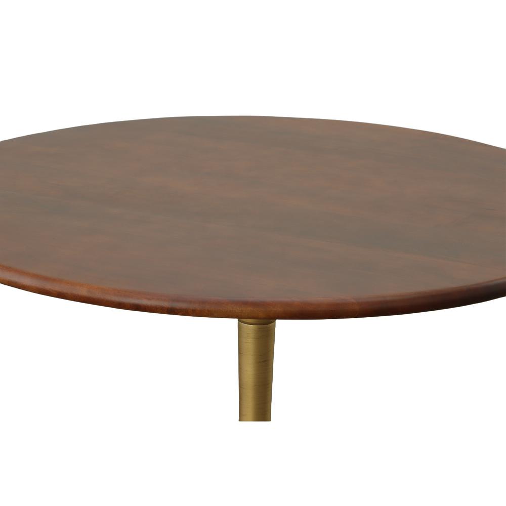 Alden Wood Top 40" Round Dining Table - Elm/Antique Gold. Picture 2