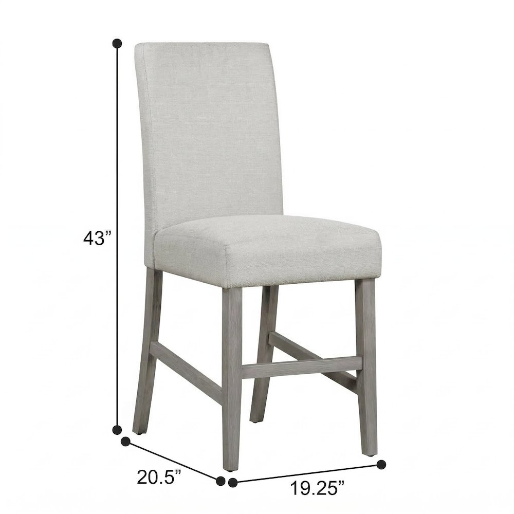 Bar Stool Set Of 2 With Grey Upholstery And Brushed Acacia Wood Frame. Picture 5