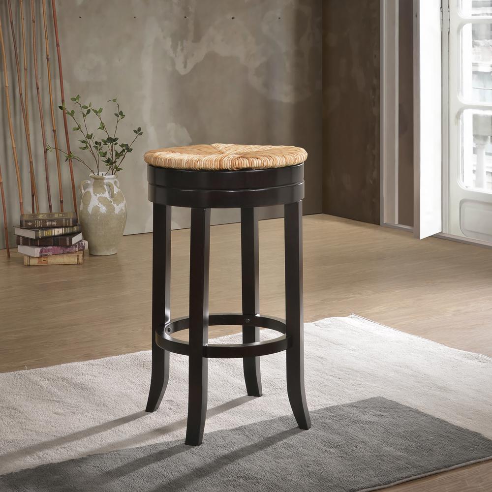 Irving 30" Swivel Rush Seat Barstool - Espresso. Picture 3