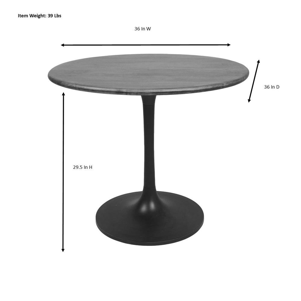Alden Wood Top 36" Round Dining Table - Elm/Black. Picture 7