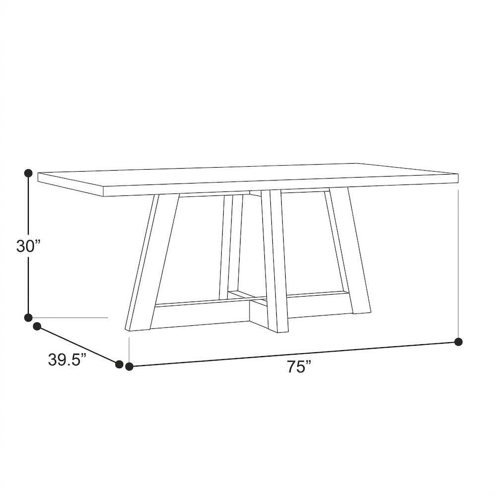 Largo Dining Table With Concrete Top In Grey, 75X39.5X30 Inches. Picture 5