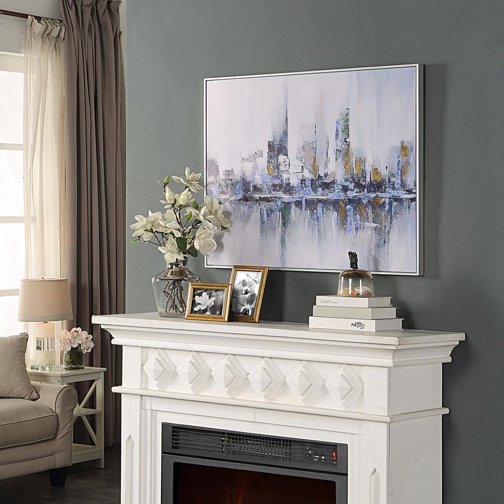 Cityscape Abstract Wall Art - Silver Frame - Medium. Picture 3