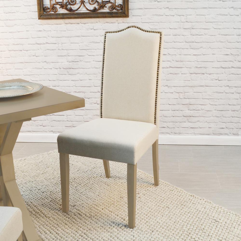 Romero Parson Chair - Weathered Gray - Linen Upholstery. Picture 3