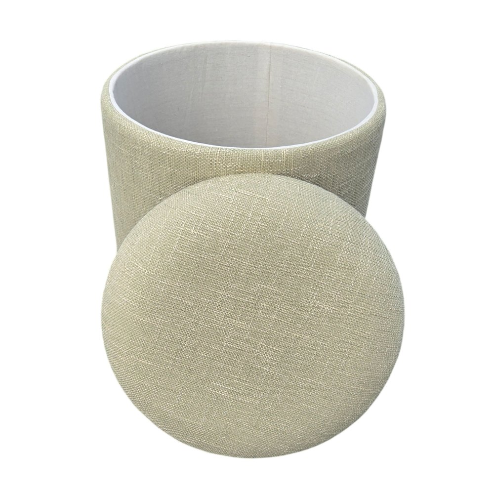 Handwoven Fabric Storage Ottoman - Multi-Purpose Foot Rest Light Green. Picture 5