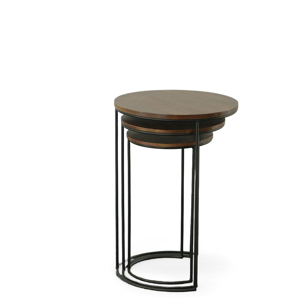 Mackintosh Round Nesting Tables - Chestnut/Black. Picture 2