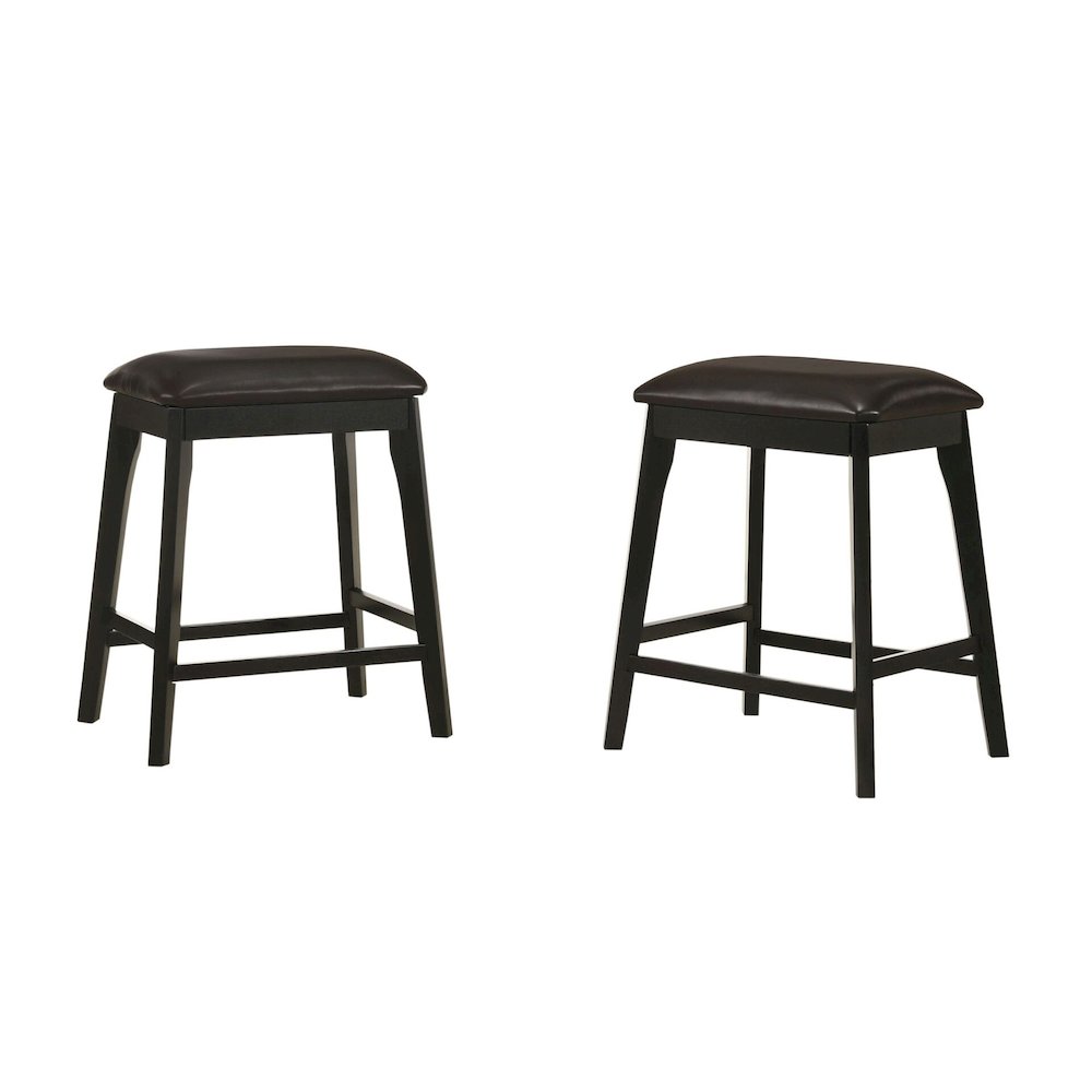Mirabelle 25" Upholstered Counter Stool - Set of 2 - Brown/Espresso. Picture 1
