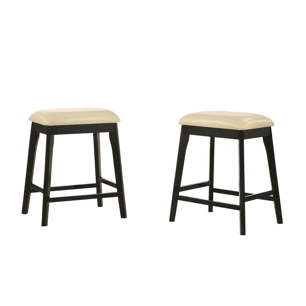 Mirabelle 25" Upholstered Counter Stool - Set of 2 - Cream/Espresso. Picture 1