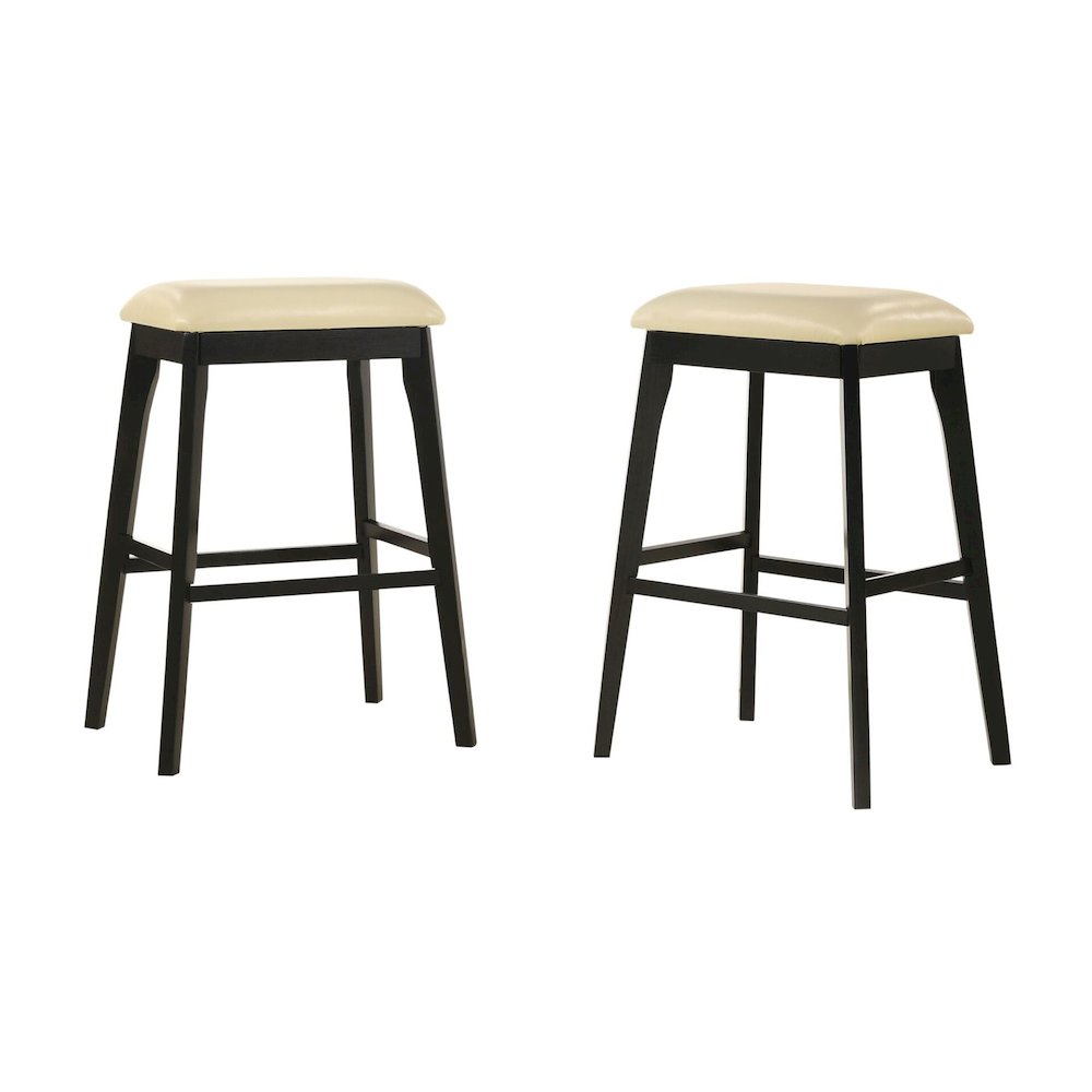 Mirabelle 30" Upholstered Barstool - Set of 2 - Cream/Espresso. Picture 1