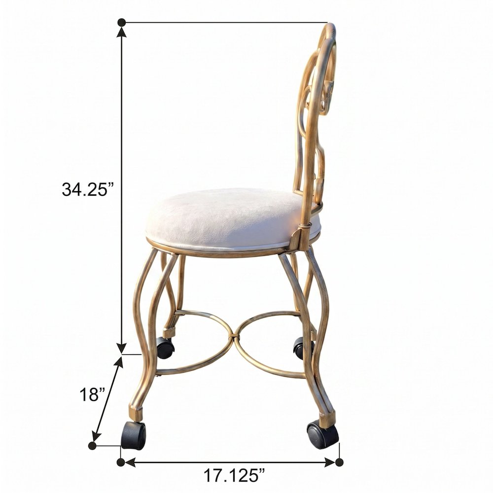Victorian Vanity Stool with Back - Bronze. Picture 9