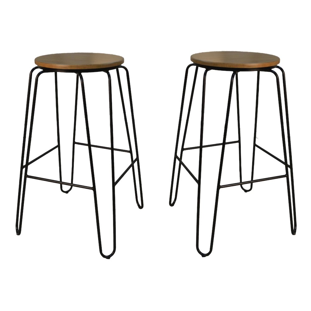 Ethan 30" Barstool - Set of 2 - Maple Top - Black Base. Picture 1