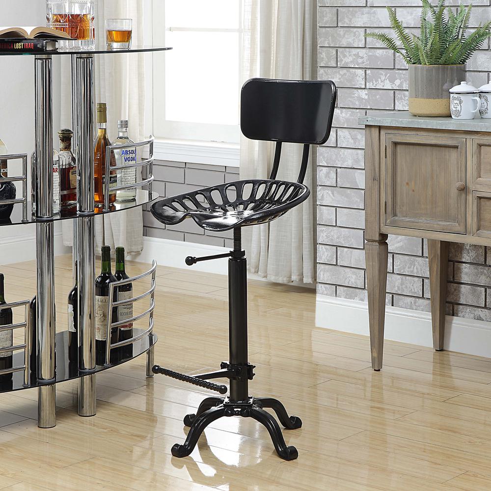 August Tractor Seat Barstool with Back - Black. Picture 6