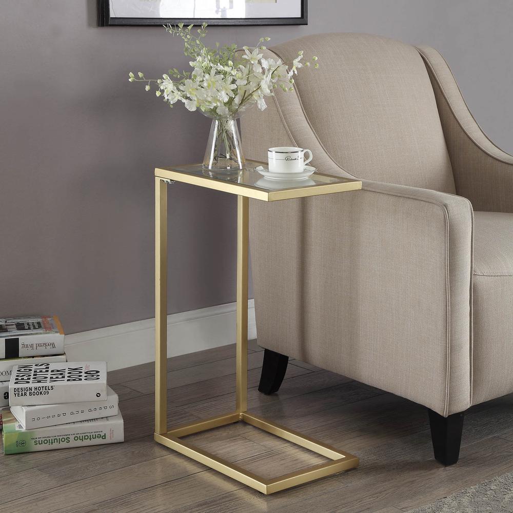 Aggie C-Form Accent Table - Glass Top - Gold. Picture 6
