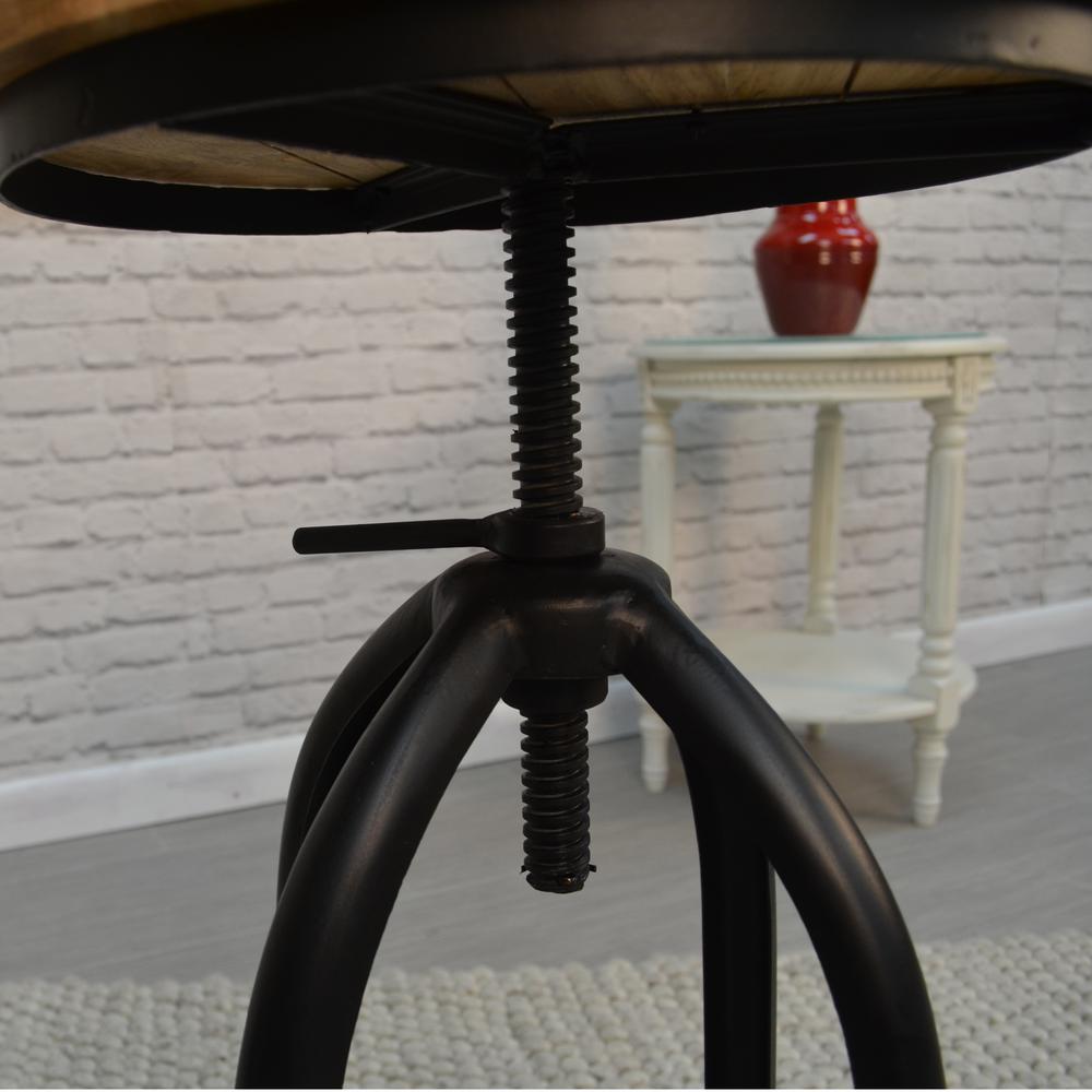 Ryder Adjustable Barstool - Chestnut Seat - Black Base. Picture 6