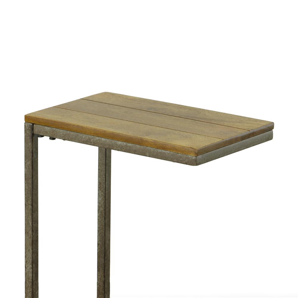 Aggie C-Form Accent Table - Harvest Oak Top - Aged Iron Base. Picture 4