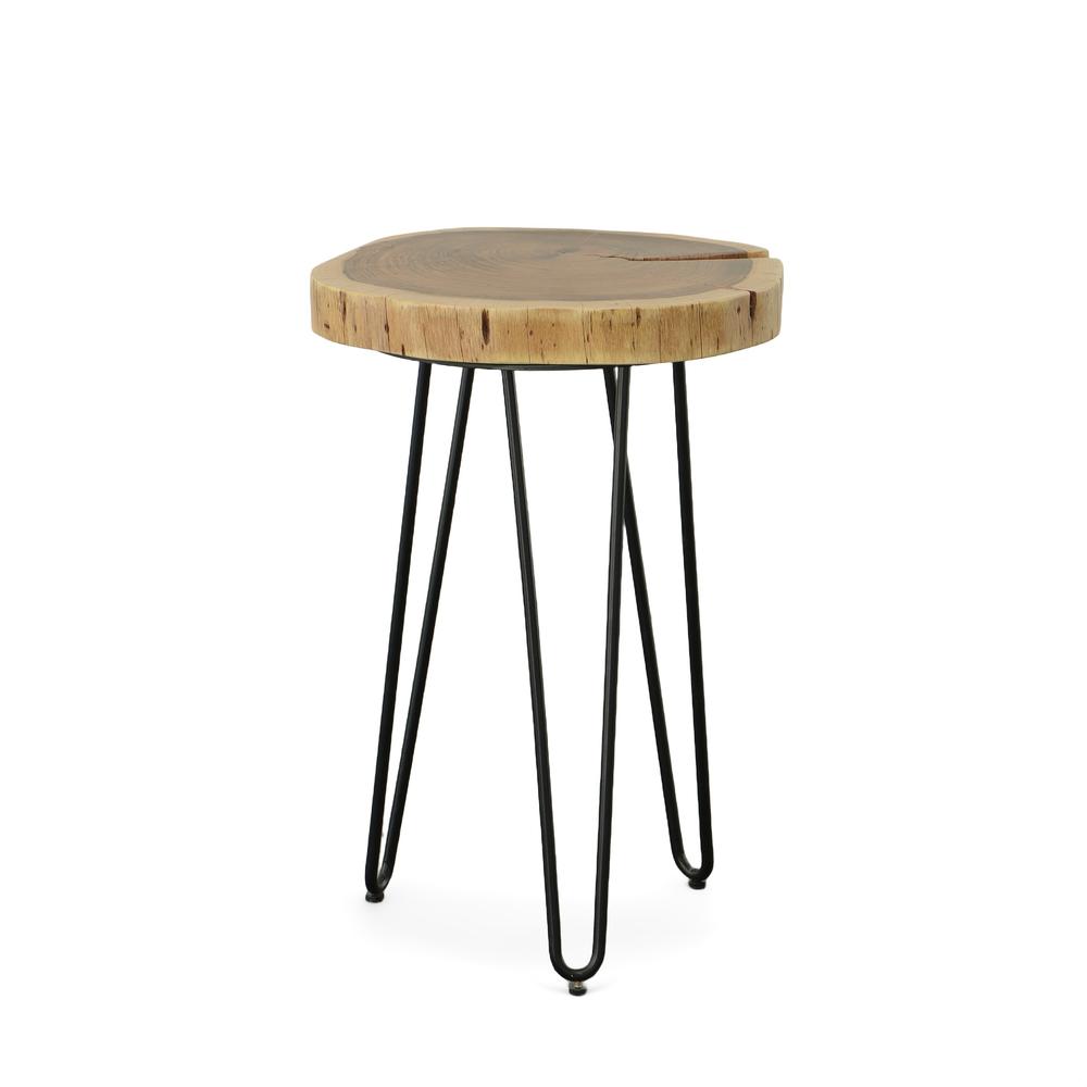 Seti Live Edge Accent Table - Natural Top - Black Base. Picture 1