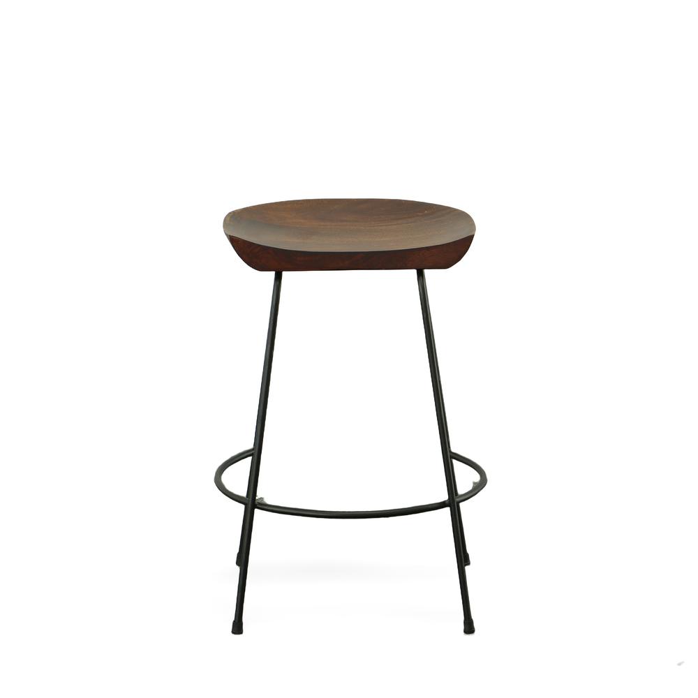 Diya 24.5" Counter Stool - Set of 2 - Chestnut Seat - Black Base. Picture 5