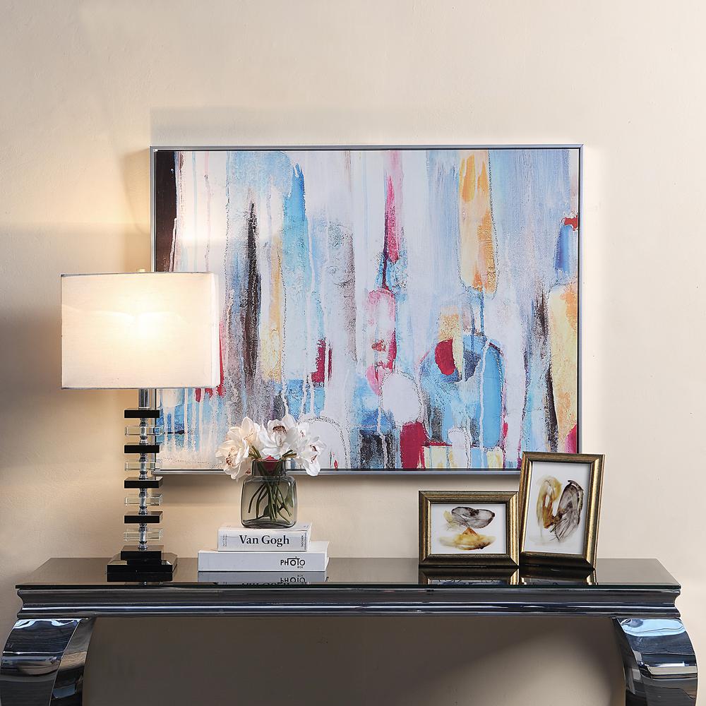 Rainy Forest Abstract Wall Art - Medium - Multicolor - Silver Frame. Picture 4