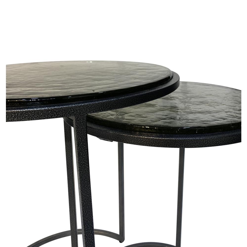 Serena Nesting Tables - Antique Textured Silver - Antique Gold. Picture 5