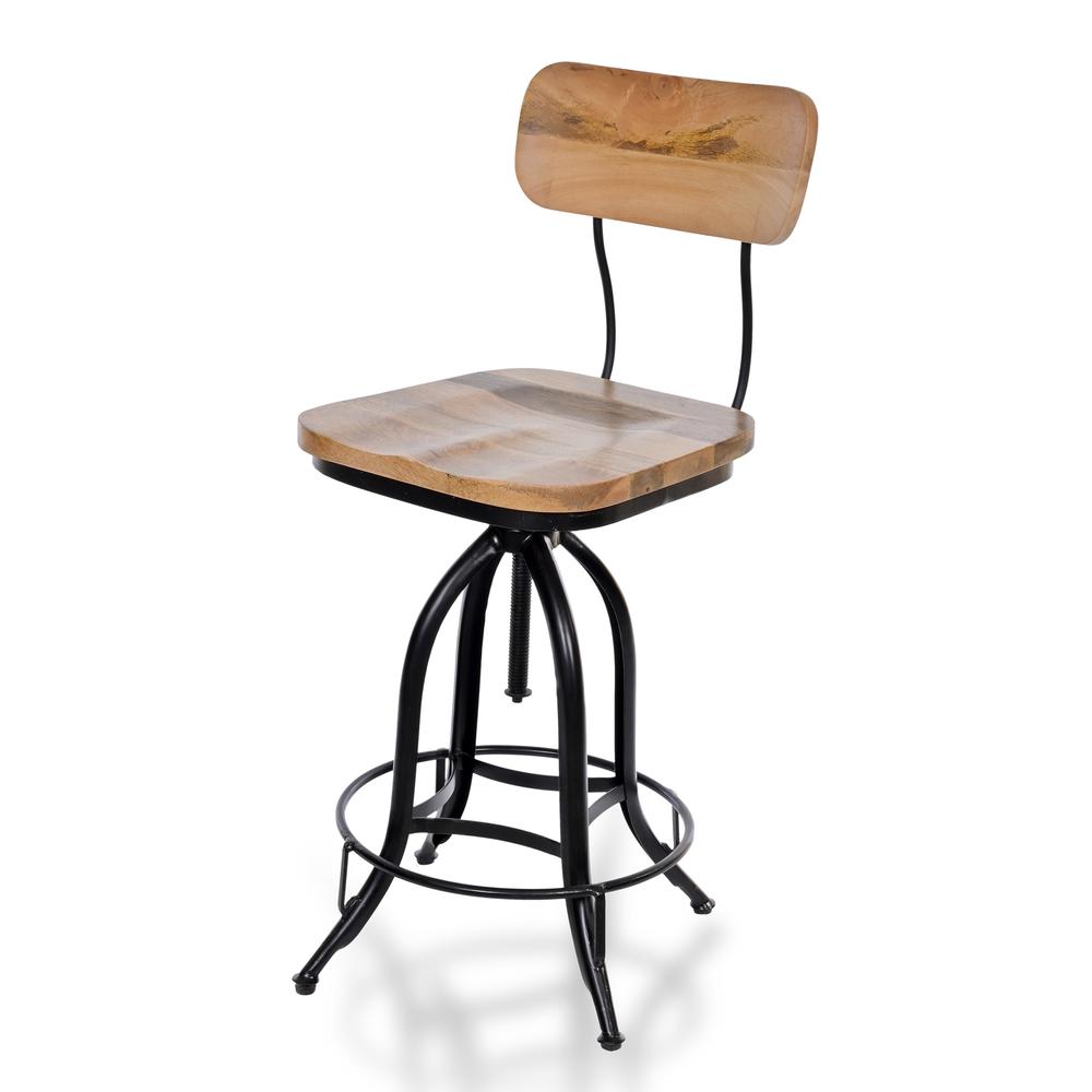 Mason Adjustable Barstool - Natural Seat - Black Base. Picture 3