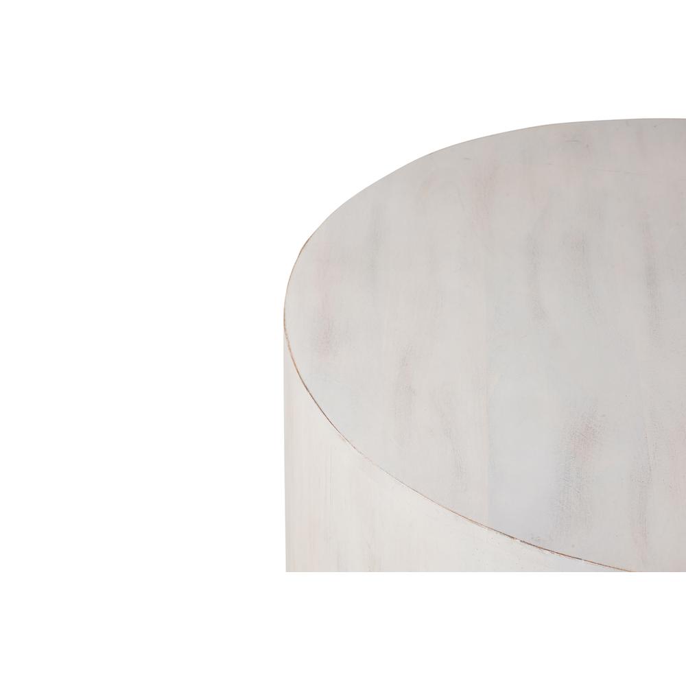 Krissa 30" Round Mango Wood Coffee Table - Whitewash. Picture 4