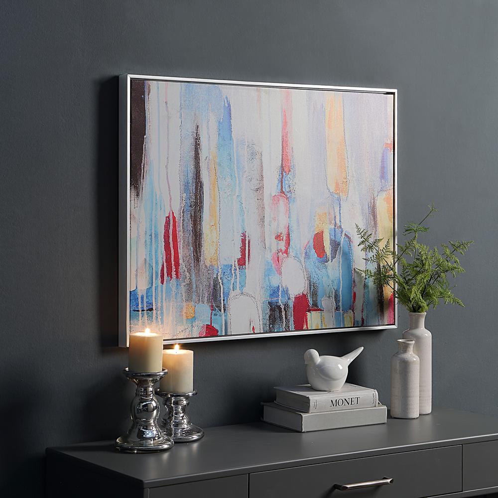 Rainy Forest Abstract Wall Art - Small - Multicolor - Silver Frame. Picture 4
