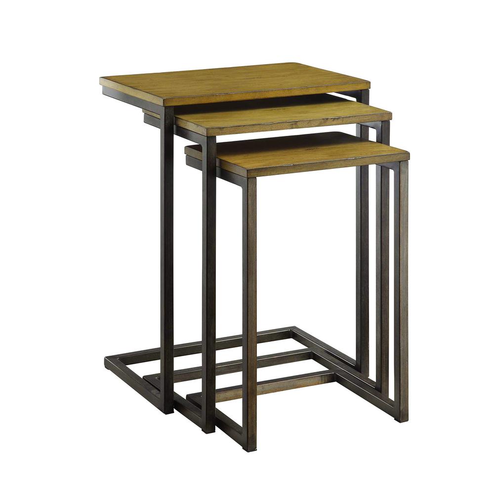 Addison Nesting Table Set - Harvest Oak Top - Aged Iron Base. Picture 3