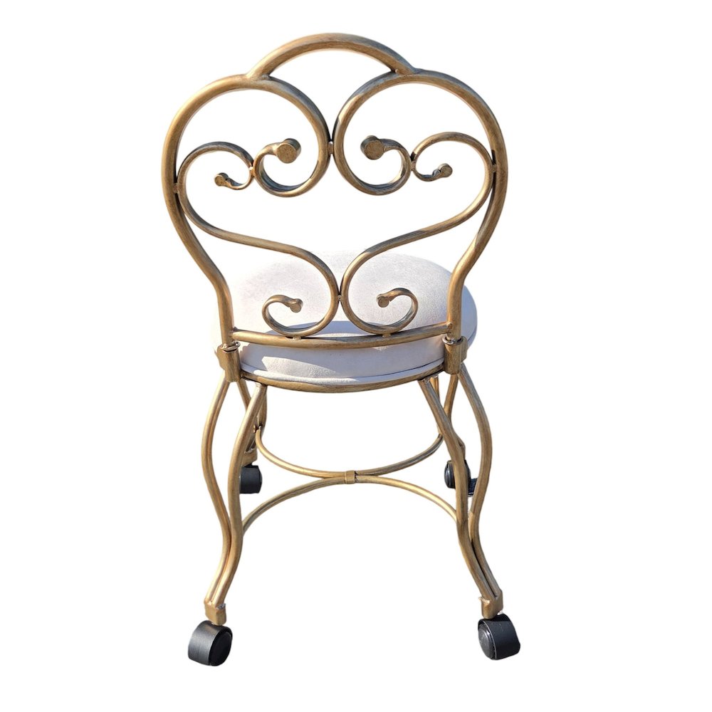 Victorian Vanity Stool with Back - Bronze. Picture 4