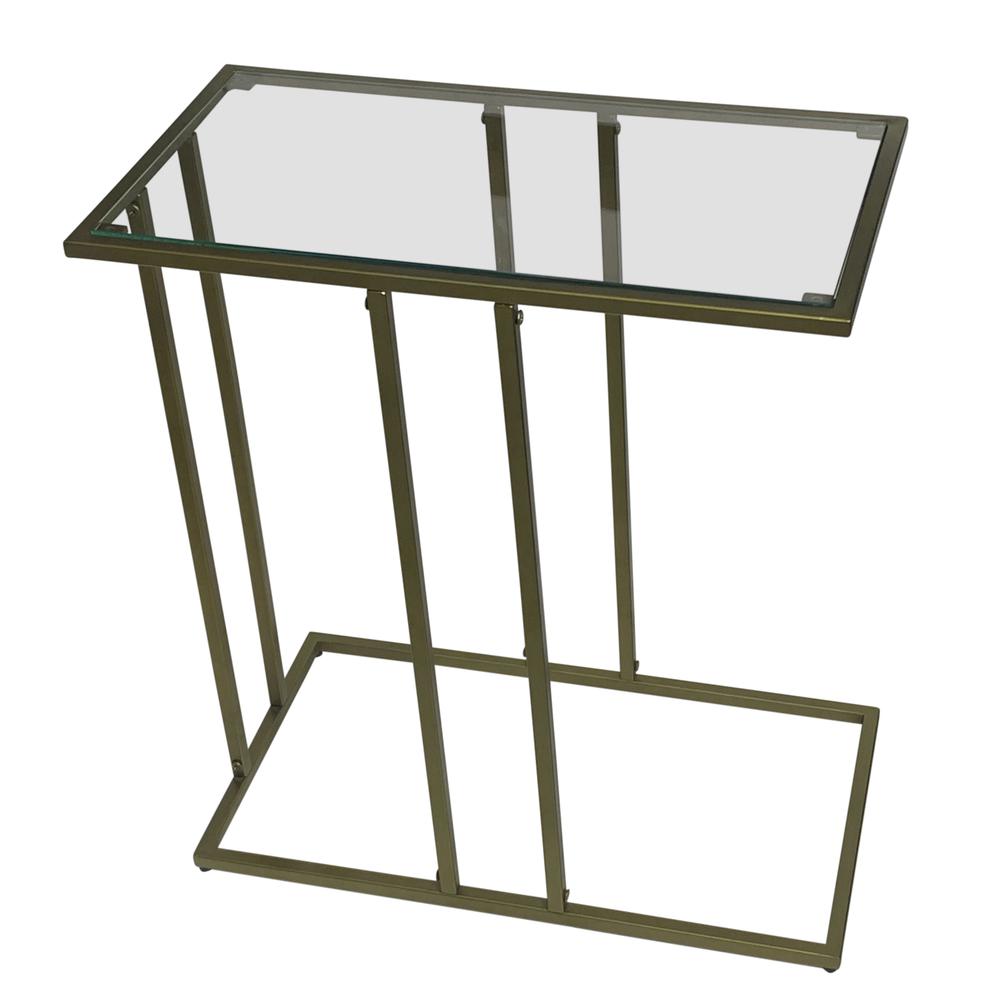 Serena End Table - Tempered Clear Glass - Antique Gold. Picture 1