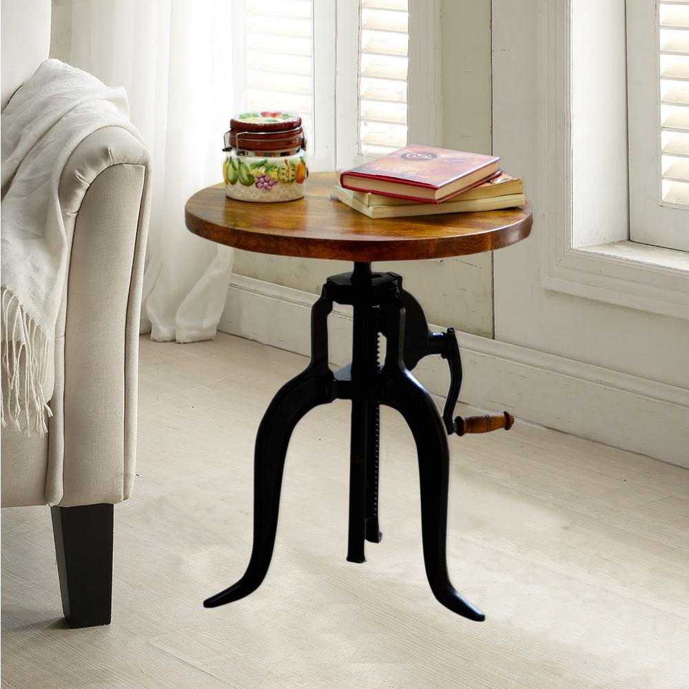 Regan Adjustable Accent Table - Chestnut Top - Black Base. Picture 6