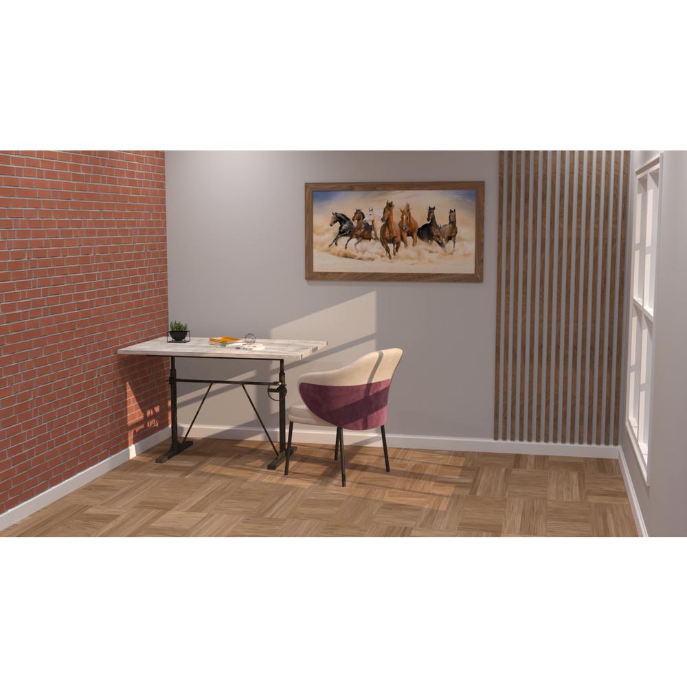 Brio Sit or Standing Adjustable Desk - Natural Driftwood Top - Aged Iron Base. Picture 10
