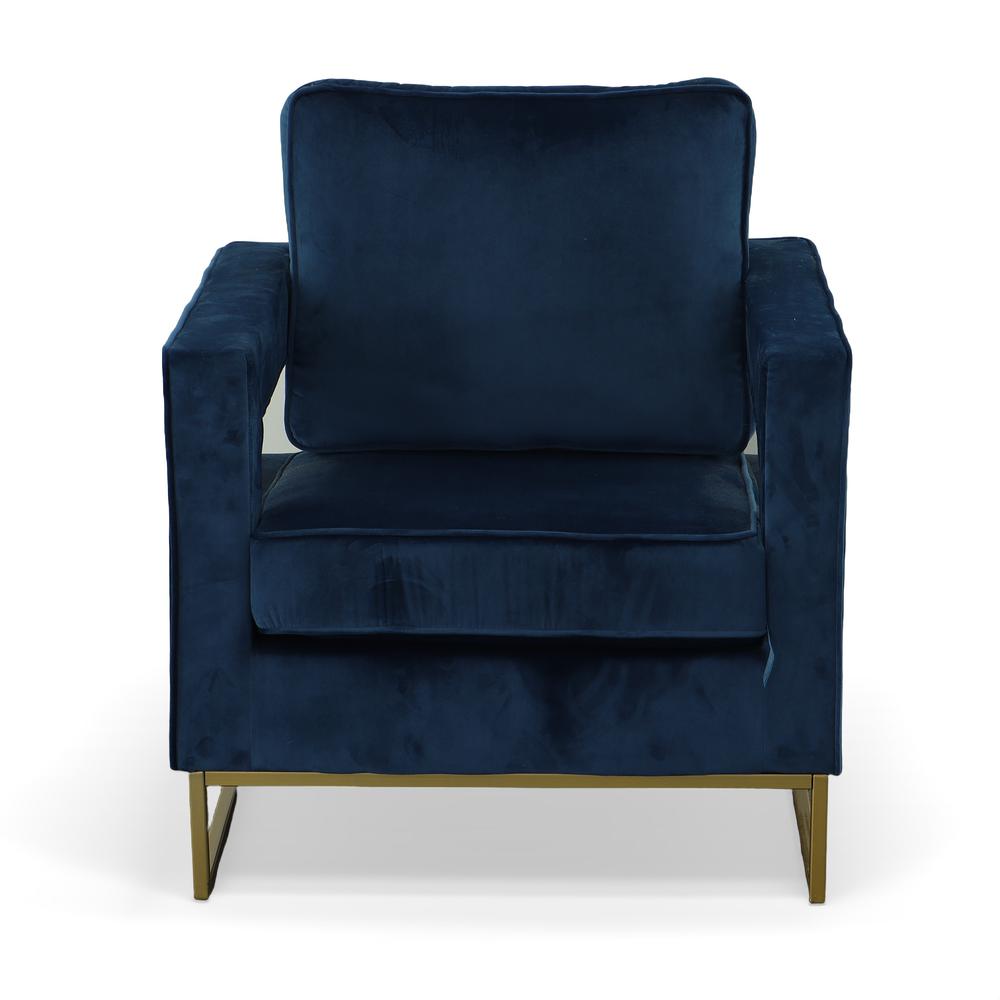 Adadon Velvet Upholstered Armchair - Navy Blue. Picture 3