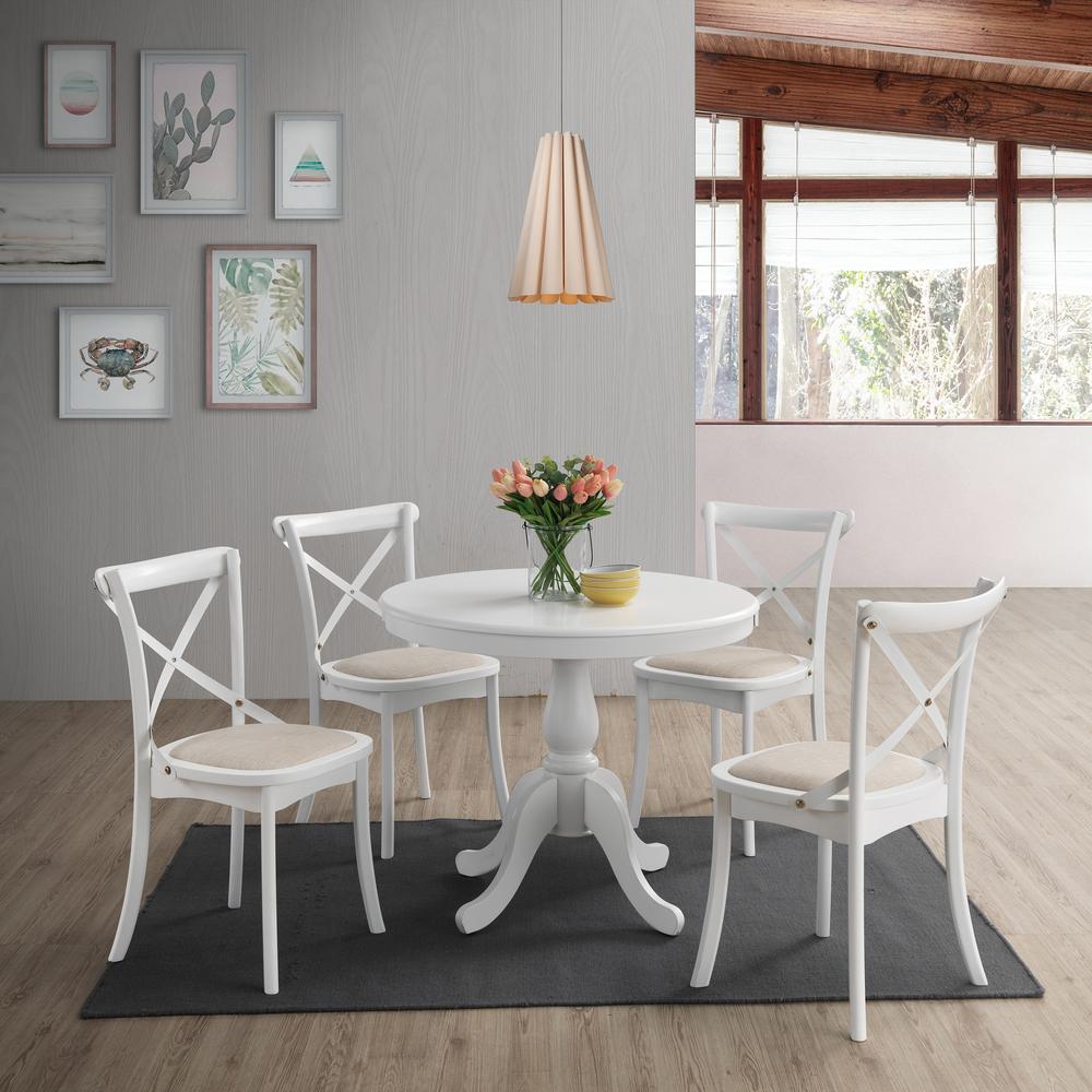 Fairview 36" Round Pedestal Dining Table - White. Picture 6